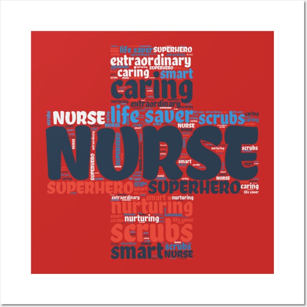 Nurse Word Cloud Wall Art by hippyhappy